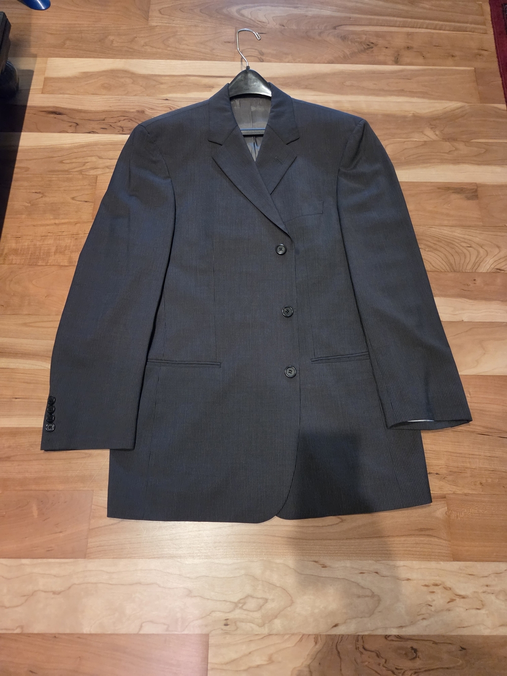Hugo Boss Dark Gray Pinstripe Men's Full Suit and Trousers 42R, Gently Used